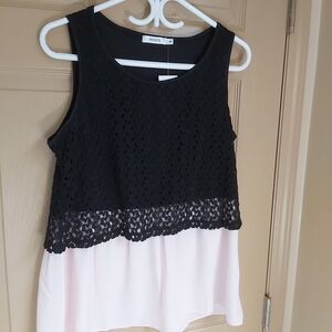 Ricki's Pink And Black Lace Women's Top